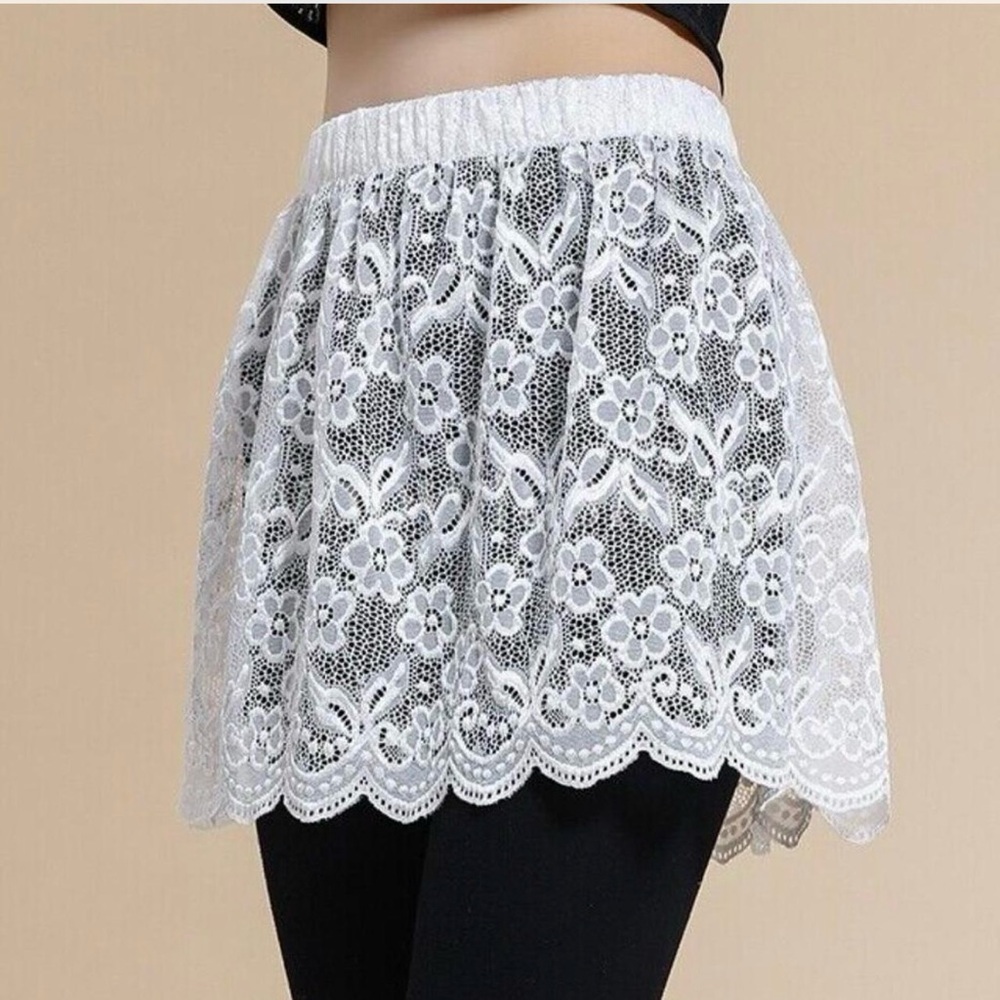 Elegant White Lace Skirt Overlay